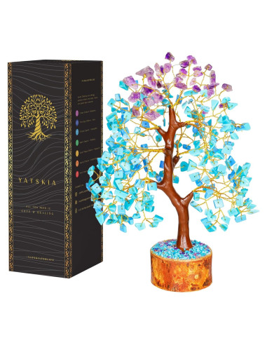 Árbol de Cristal de Ametista y Turquesa YATSKIA 25-30 cm