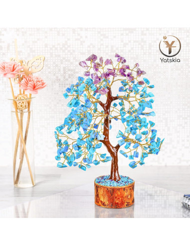 Árbol de Cristal de Ametista y Turquesa YATSKIA 25-30 cm
