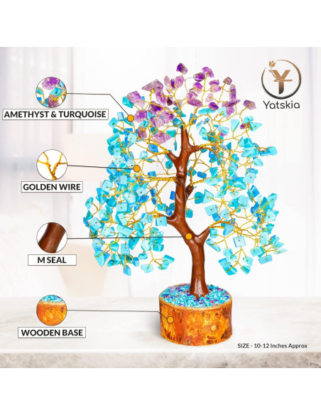 Árbol de Cristal de Ametista y Turquesa YATSKIA 25-30 cm Árbol de Cristal de Ametista y Turquesa YATSKIA 25-30 cm