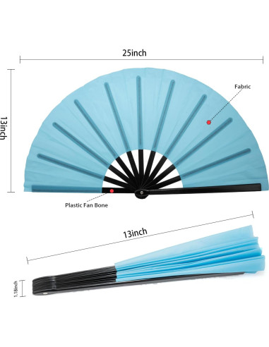 Abanicos Plegables QIRMIZI 10PCS Azul Claro 65cm para Rave