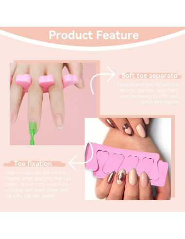 Separador de Dedos de Esponja 100PCS Agatige Rosa