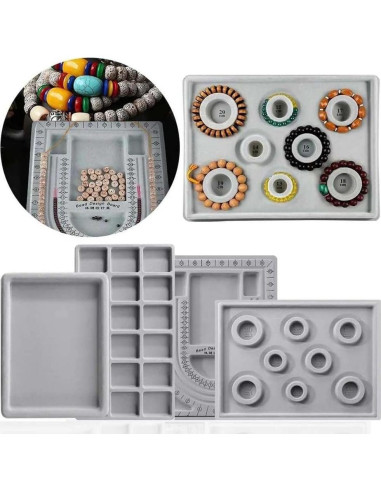 Tableros de Perlas para Joyería Zaoalife 4 Piezas Gris