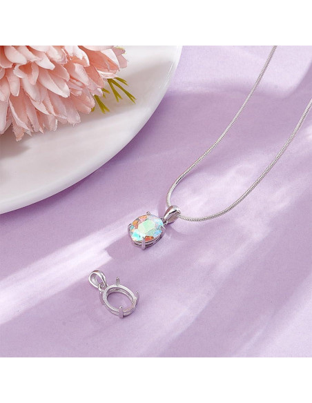 2 Piezas de Encantos Ovalados 925 Plata Esterlina para DIY 2 Piezas de Encantos Ovalados 925 Plata Esterlina para DIY