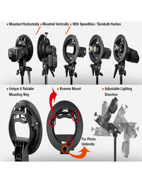 Soporte Godox Tipo S para Flash Speedlite y Accesorios Soporte Godox Tipo S para Flash Speedlite y Accesorios
