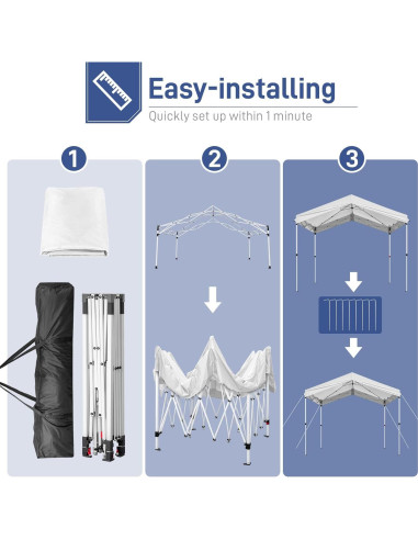 Carpa de Dosel Portátil MELOOLM 3x3m Blanca Resistente al Agua