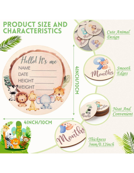 Tarjetas de Hitos Mensuales para Bebés Bettsparks - Animales Tarjetas de Hitos Mensuales para Bebés Bettsparks - Animales