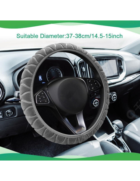 Cubierta de Volante de Coche Peluda QZTYTY 37-38 cm Gris Cubierta de Volante de Coche Peluda QZTYTY 37-38 cm Gris