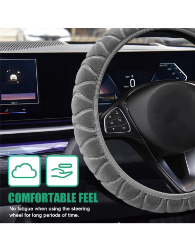 Cubierta de Volante de Coche Peluda QZTYTY 37-38 cm Gris