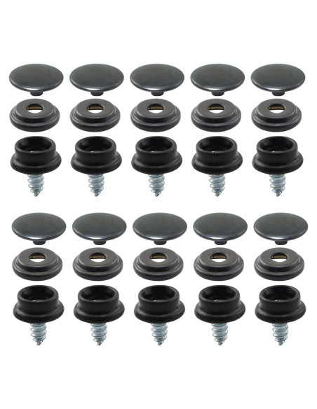 Kit de Botones de Acero Inoxidable PZRT - 10 Piezas Negro Kit de Botones de Acero Inoxidable PZRT - 10 Piezas Negro