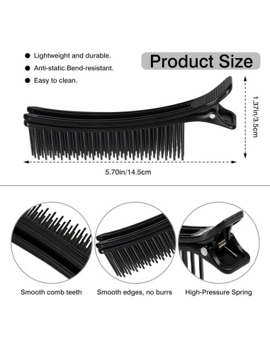 Clip de Pelo Negro Zoolinn - 2 Paquetes - 14.5 cm