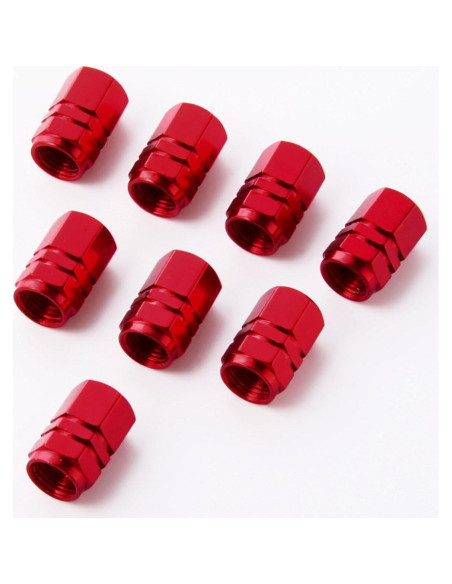 Tapas de Válvula de Neumático EBOOT 8 Piezas Hexagonales Rojas Tapas de Válvula de Neumático EBOOT 8 Piezas Hexagonales Rojas