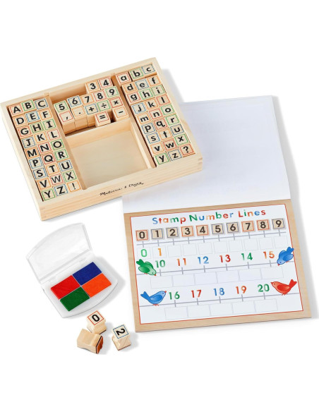 Juego de Sellos de Madera Deluxe Melissa & Doug ABCs 123s Juego de Sellos de Madera Deluxe Melissa & Doug ABCs 123s