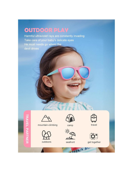 Gafas de sol polarizadas para bebé con correa UV400 - Rosa Verde Gafas de sol polarizadas para bebé con correa UV400 - Rosa Verde