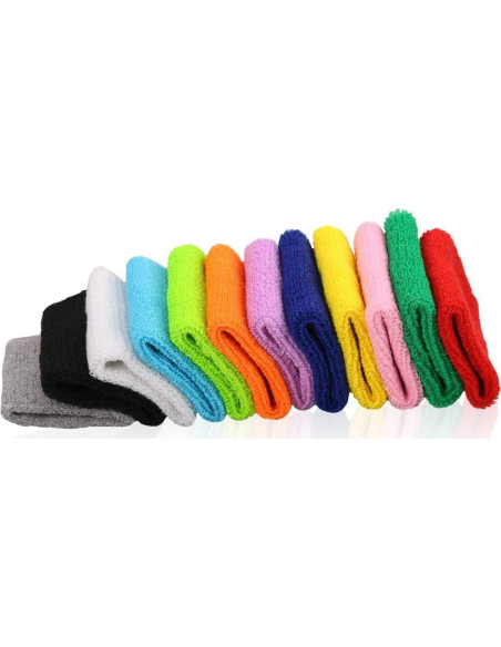 10 Pares de Muñequera Deportiva Payanwin - Algodón Absorbente 10 Pares de Muñequera Deportiva Payanwin - Algodón Absorbente