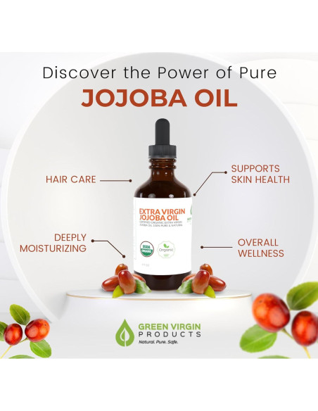 Aceite de Jojoba Orgánico Puro 118 ml - Productos Verdes Vírgenes Aceite de Jojoba Orgánico Puro 118 ml - Productos Verdes Vírgenes