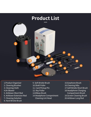 Kit de limpieza 20 en 1 Amicably para dispositivos electrónicos