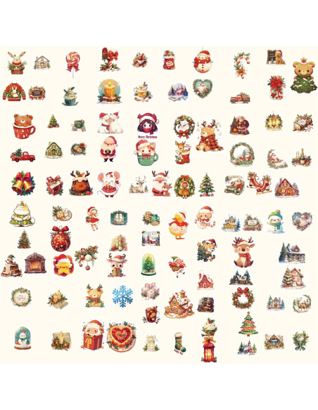 100 Pegatinas Navideñas AIONLUX Vinilo Impermeable 32g 100 Pegatinas Navideñas AIONLUX Vinilo Impermeable 32g