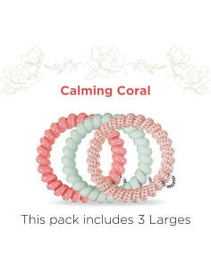 TELETIES Coils de Cabello Espiral Grandes - Coral Calmante - Paquete de 3 2