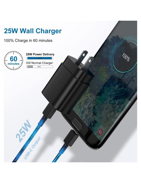 Cargador Rápido USB C 25W PD 2 Piezas para Samsung Galaxy Cargador Rápido USB C 25W PD 2 Piezas para Samsung Galaxy