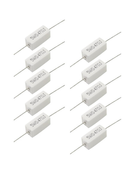 10 Resistores Cerámicos 5W 0.47 Ohm Qjaiune - Alta Calidad 10 Resistores Cerámicos 5W 0.47 Ohm Qjaiune - Alta Calidad