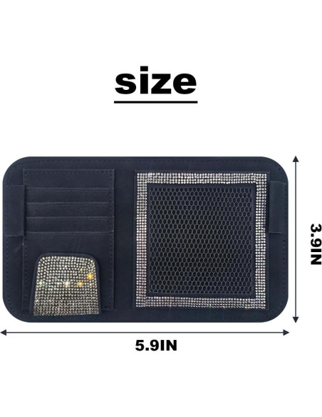 Organizador de Visera de Coche BESULEN con Rhinestones Negro Organizador de Visera de Coche BESULEN con Rhinestones Negro