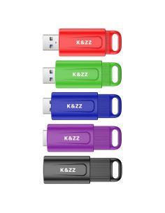 K&ZZ 32GB USB 3.0 Flash Drive Retráctil Multicolor - 5 Piezas