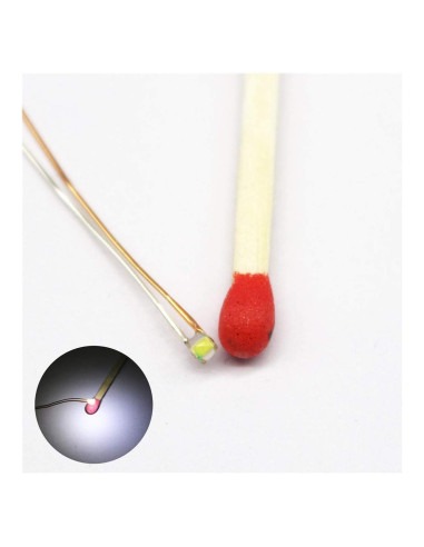 25 LEDs SMD Pre-cableados Bowerful 0603 Blanco 10cm con Resistores