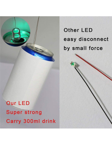 25 LEDs SMD Pre-cableados Bowerful 0603 Blanco 10cm con Resistores