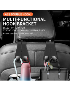 Gancho para bolso de coche Tmengdao 2 en 1 cuero negro 2