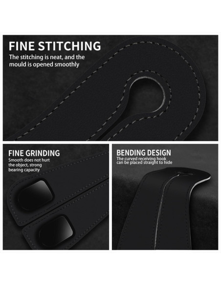 Gancho para bolso de coche Tmengdao 2 en 1 cuero negro Gancho para bolso de coche Tmengdao 2 en 1 cuero negro