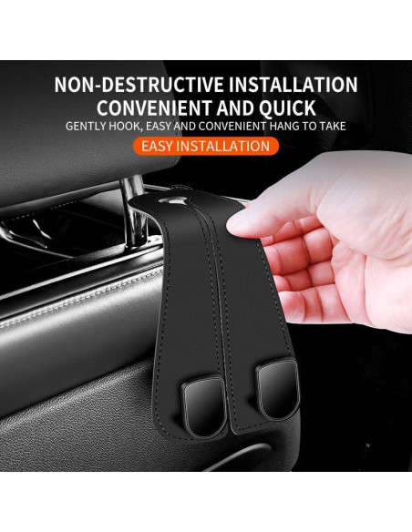 Gancho para bolso de coche Tmengdao 2 en 1 cuero negro Gancho para bolso de coche Tmengdao 2 en 1 cuero negro