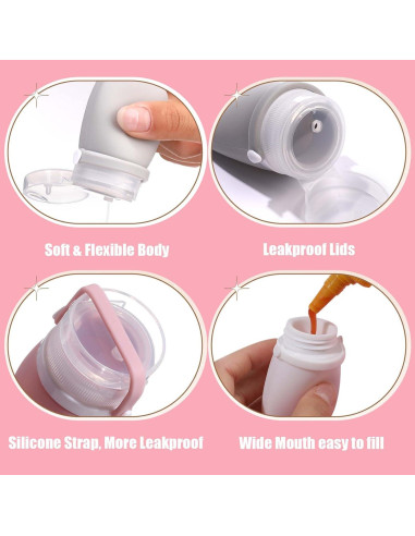 Botellas de Viaje Silicona 1 oz WXOIEOD A Prueba de Fugas
