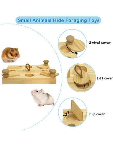 Juguetes de Enriquecimiento para Cobayas MUYG 2 PCS Madera Natural