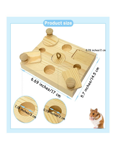 Juguetes de Enriquecimiento para Cobayas MUYG 2 PCS Madera Natural