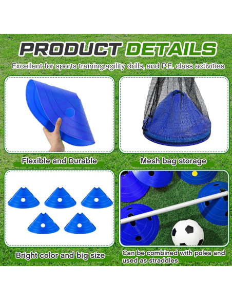 Conos de Disco Jumbo ShinyRelief 20 Piezas Azul para Entrenamiento Conos de Disco Jumbo ShinyRelief 20 Piezas Azul para Entrenamiento