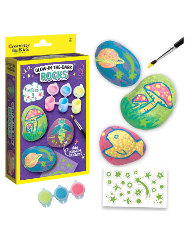 Mini Kit de Pintura de Rocas Creatividad para Niños - Brilla en la Oscuridad