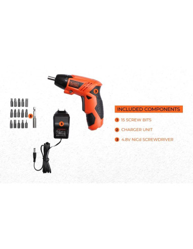 Destornillador Inalámbrico Black+Decker KC4815 15 Piezas 4.8V