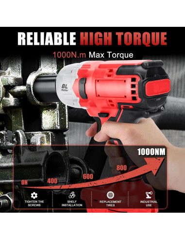 Llave de impacto inalámbrica LEZZYRUCK 1000Nm 1/2" 18V