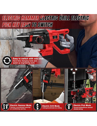 Taladro de Martillo Rotativo Inalámbrico LEZZYRUCK 18V 1600 RPM