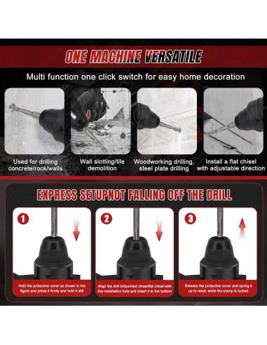 Taladro de Martillo Rotativo Inalámbrico LEZZYRUCK 18V 1600 RPM