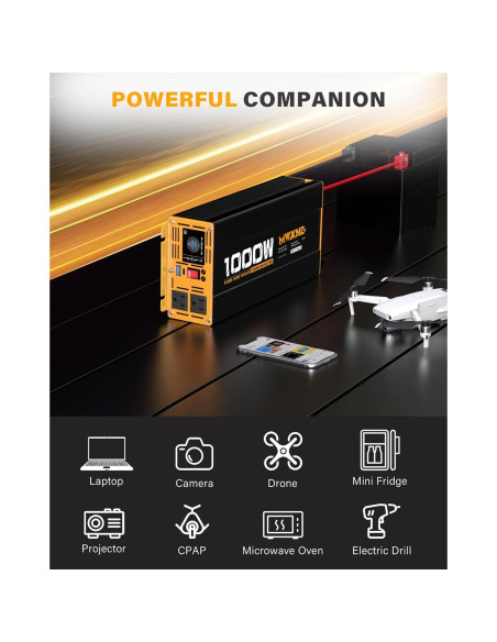 Inversor de Onda Sinusoidal Pura 1000W 12V MWXNE con USB Inversor de Onda Sinusoidal Pura 1000W 12V MWXNE con USB