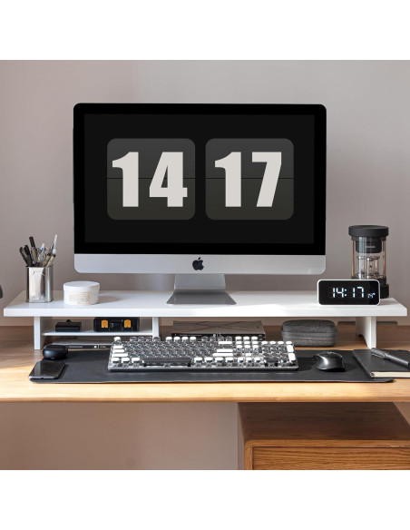 Soporte Doble Monitor ROCDEER de Bambú Blanco 100 cm 136 kg Soporte Doble Monitor ROCDEER de Bambú Blanco 100 cm 136 kg