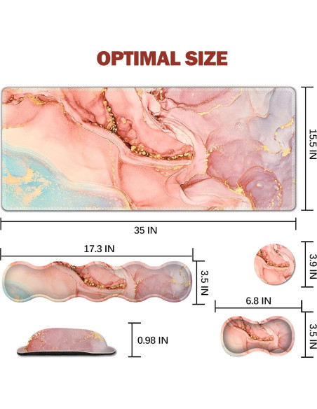 Alfombrilla de Ratón Ergonómica ArtSo 4-en-1 Mármol Rosa 89x39cm Alfombrilla de Ratón Ergonómica ArtSo 4-en-1 Mármol Rosa 89x39cm