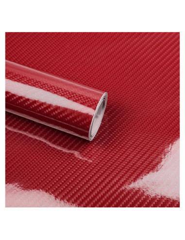 Vinilo Envoltura Fibra de Carbono Lypumso 6D 0.3m x 1.5m Rojo