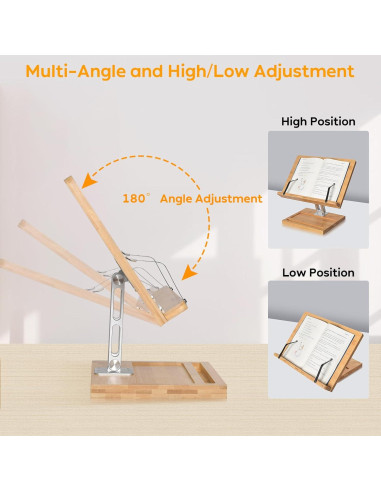 Soporte ajustable para libros Wishacc con base giratoria 360