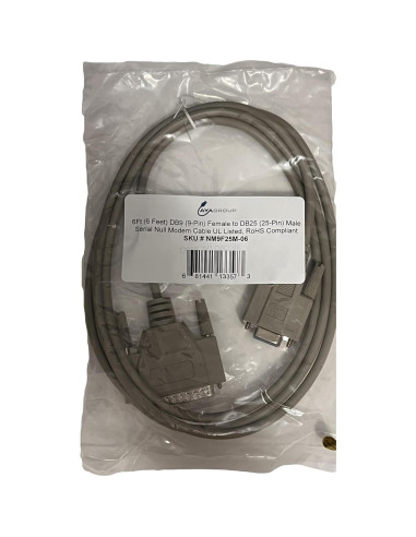 Cable Serial Null Modem DB9 Hembra a DB25 Macho 1.83m AYA