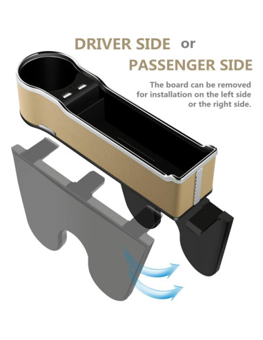 Organizador de Espacio entre Asientos DEEYOTA con 2 USB Beige