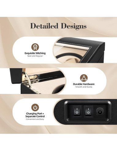 Enrollador Automático de Relojes WANLECY 4+6 Negro con Exhibidor
