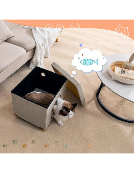 Casa para Gatos Plegable Beige Zhiyaqingmu con Rascador y Pelota Casa para Gatos Plegable Beige Zhiyaqingmu con Rascador y Pelota