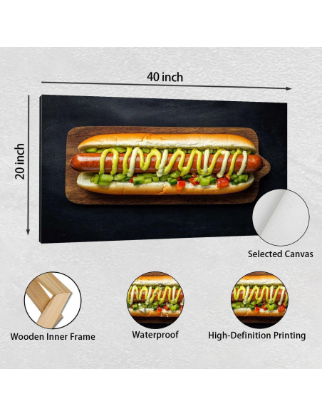 Arte de Pared Lienzo 101.6x50.8cm Hot Dog Italiano Arte de Pared Lienzo 101.6x50.8cm Hot Dog Italiano